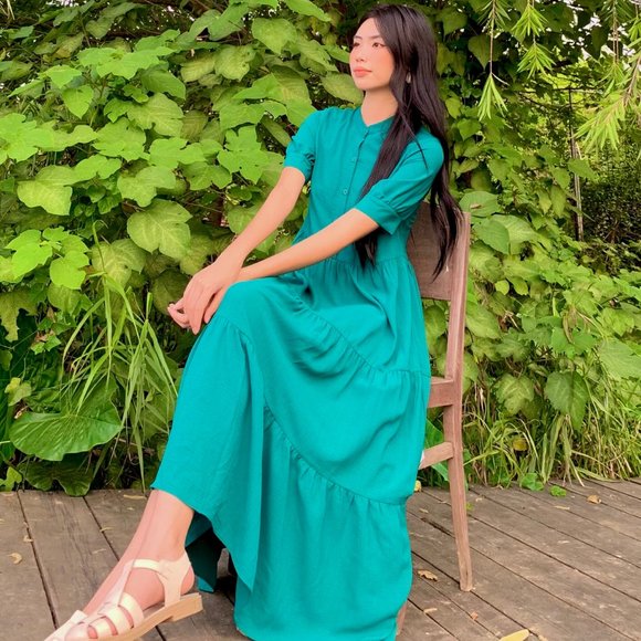 ALANTINO MIDI TRENDS WOMAN DRESS-GREEN - Picture 1 of 5